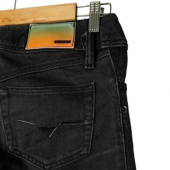 Diesel Low Rise Matic Slim-Tapered Jeans Wash 008Z1 Black Denim Jeans W25 - Picture 6 of 10